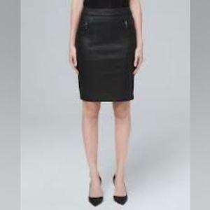 NWOT WHBM denim coated pencil skirt 0